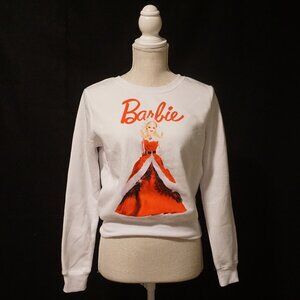 Barbie White Holiday Glamour Graphic Sweatshirt Junior’s Small